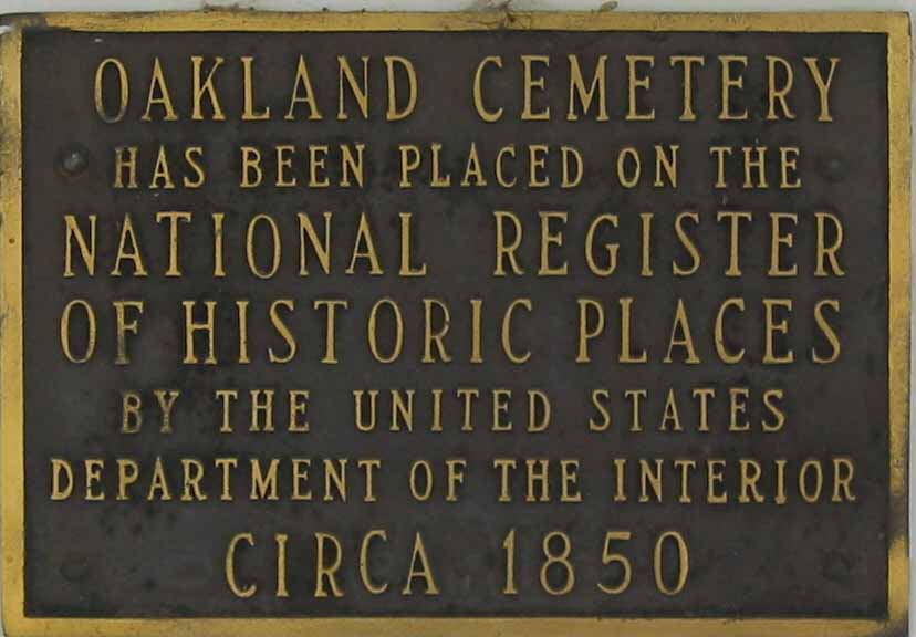 Plaque of Oakland Cemetery